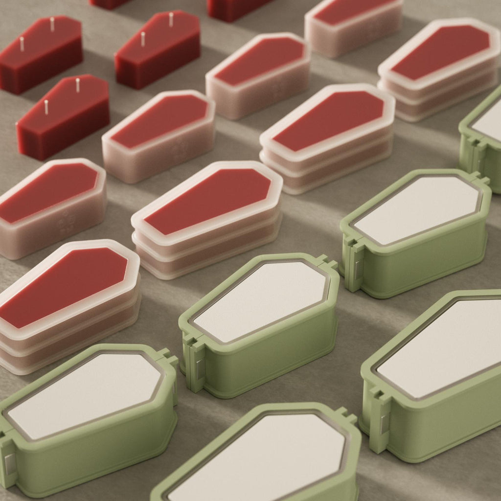 Batch making coffin candle jars and refills with silicone molds - Boowan Nicole