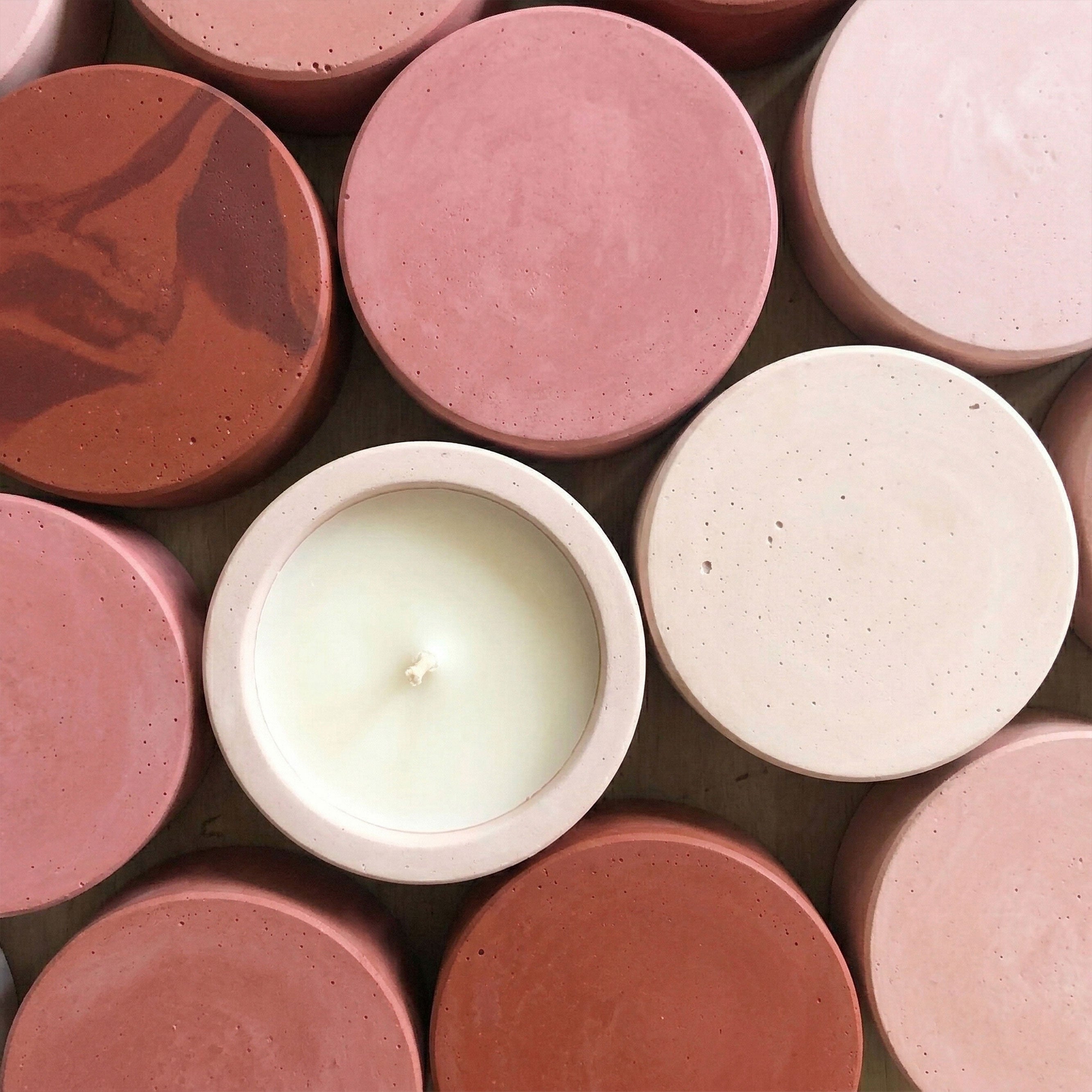 Pink & Red Cement Candle Jars & Coasters - Boowan Nicole