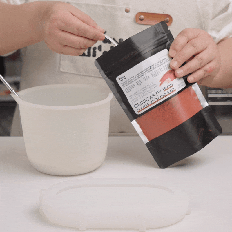 Process Display of Making Trays with Omnicast Iron Oxide Colorant - Boowan Nicole