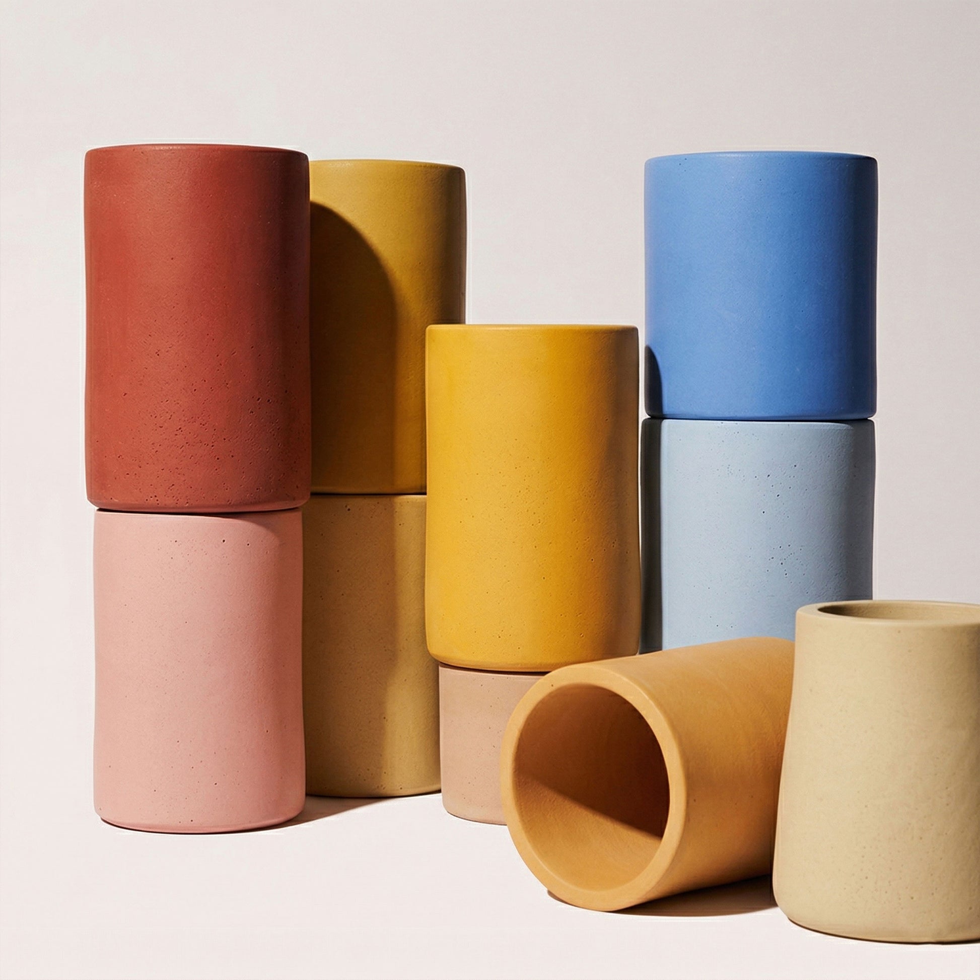 Assorted Colored Cement Vessels & Planters - Boowan Nicole