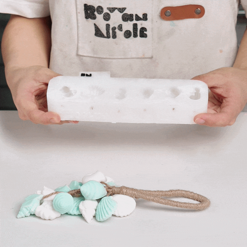 Display of the Production Process for Hanging Seashell Soap Bundles - Boowan Nicole