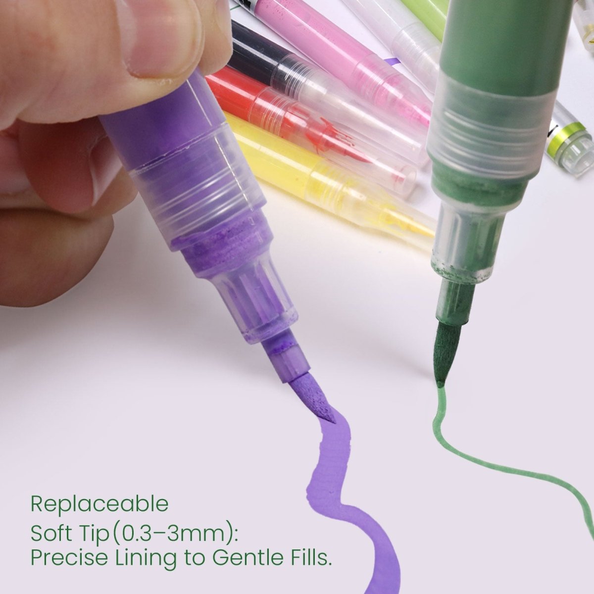 Replaceable Soft Tip（0.3-3mm）:Precise Lining to Gentle Fills