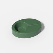 green oval single-cavity mold with circular bowl and tapered groove on a white background - Boowan Nicole