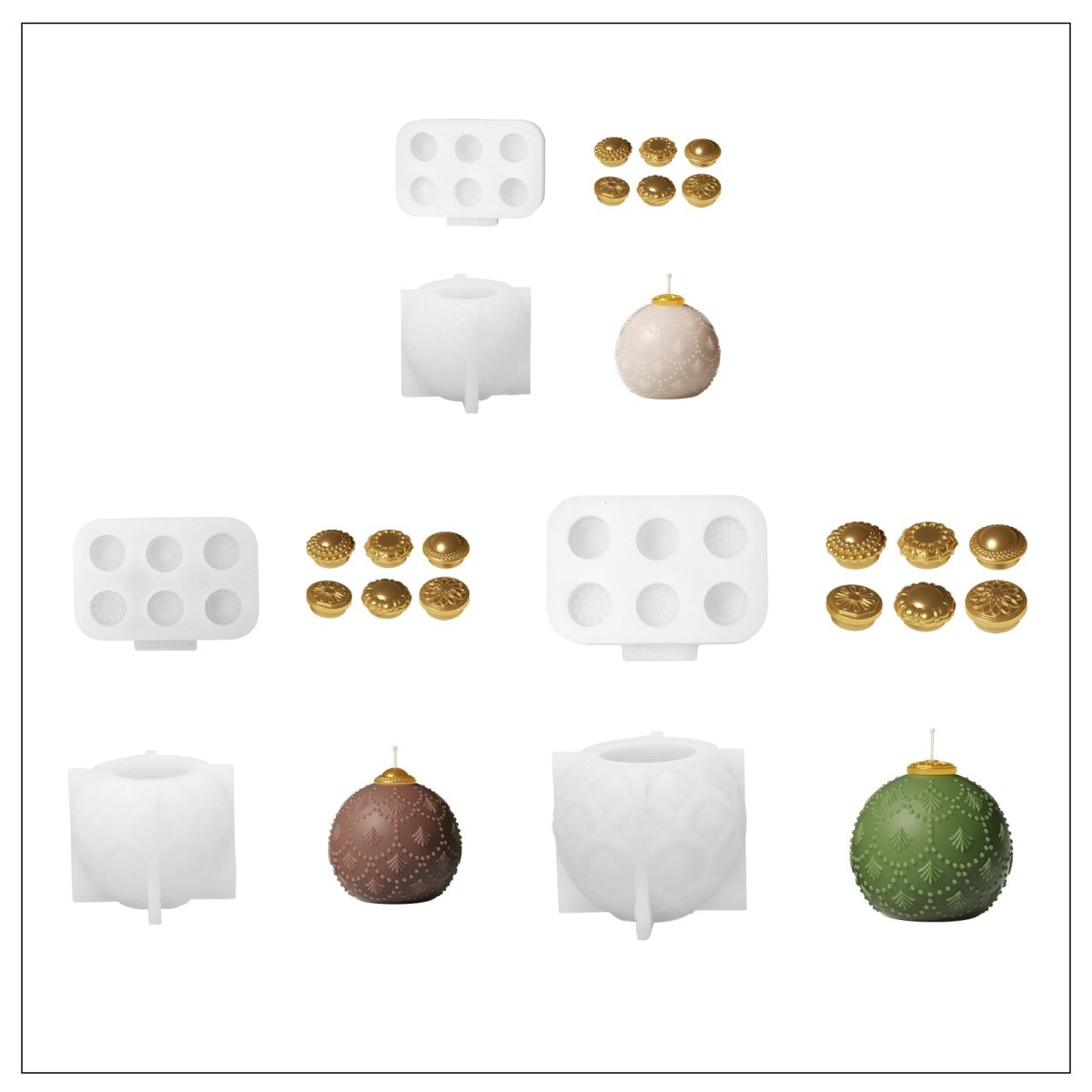 Ornate Lace Christmas Bauble Candle Silicone Mold3D Candle MoldLZ0945+LZ0950+LZ0938+LZ0943+LZ0931+LZ0936