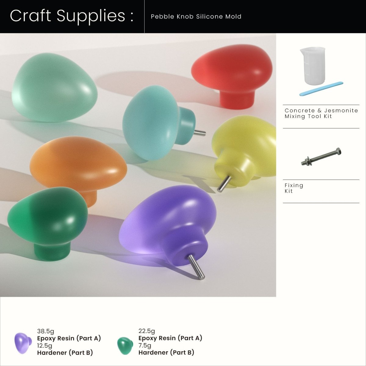 Rebble Knob Handle Silicone MoldOffice Accessories MoldSH1315+SH1321+A0558