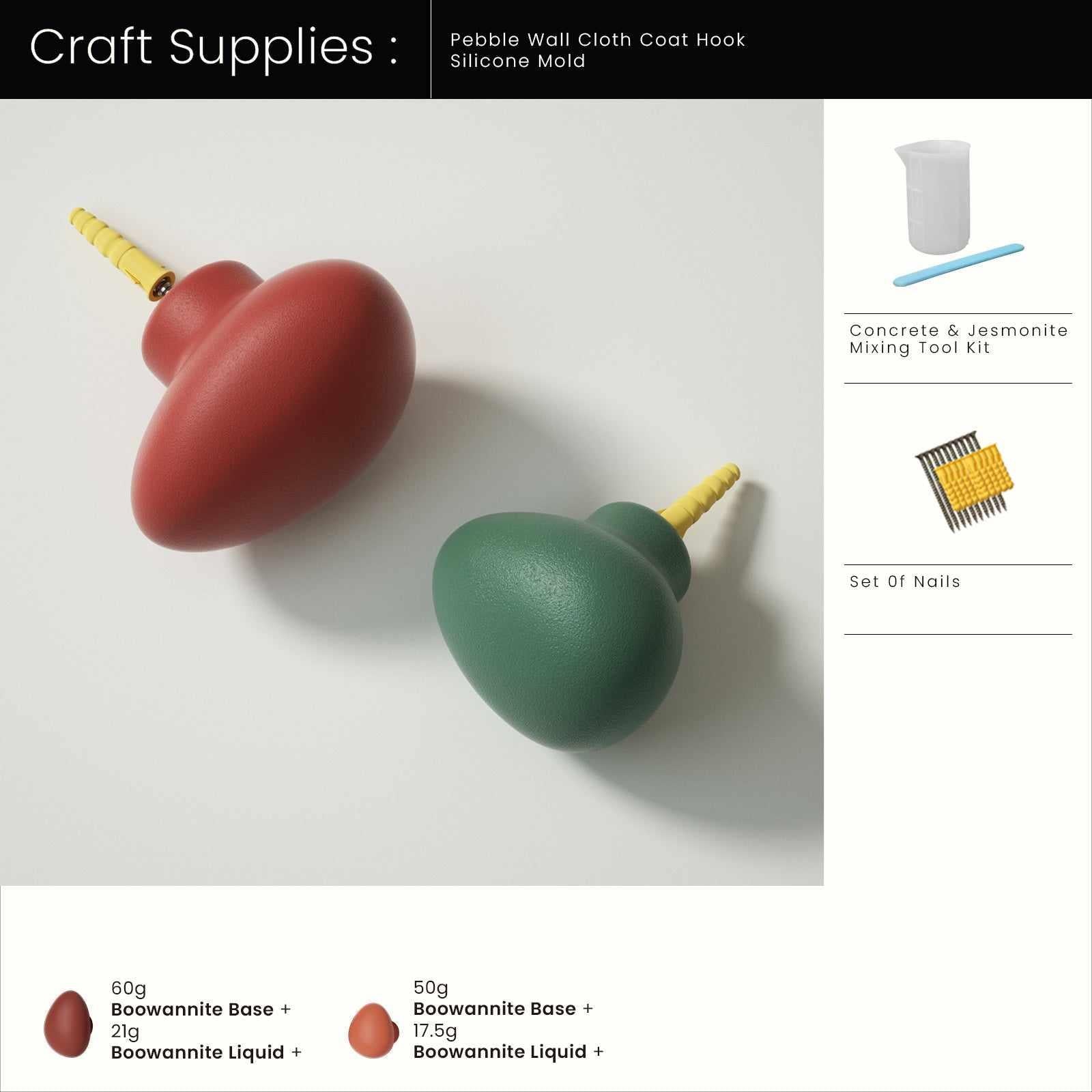 Pebble Wall Cloth Coat Hook Silicone MoldCoat Hook MoldsSH1315+SH1323+A0567