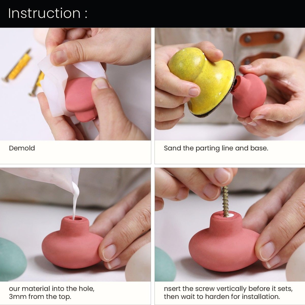 Pebble Wall Cloth Coat Hook Silicone MoldCoat Hook MoldsSH1315+SH1323+A0567