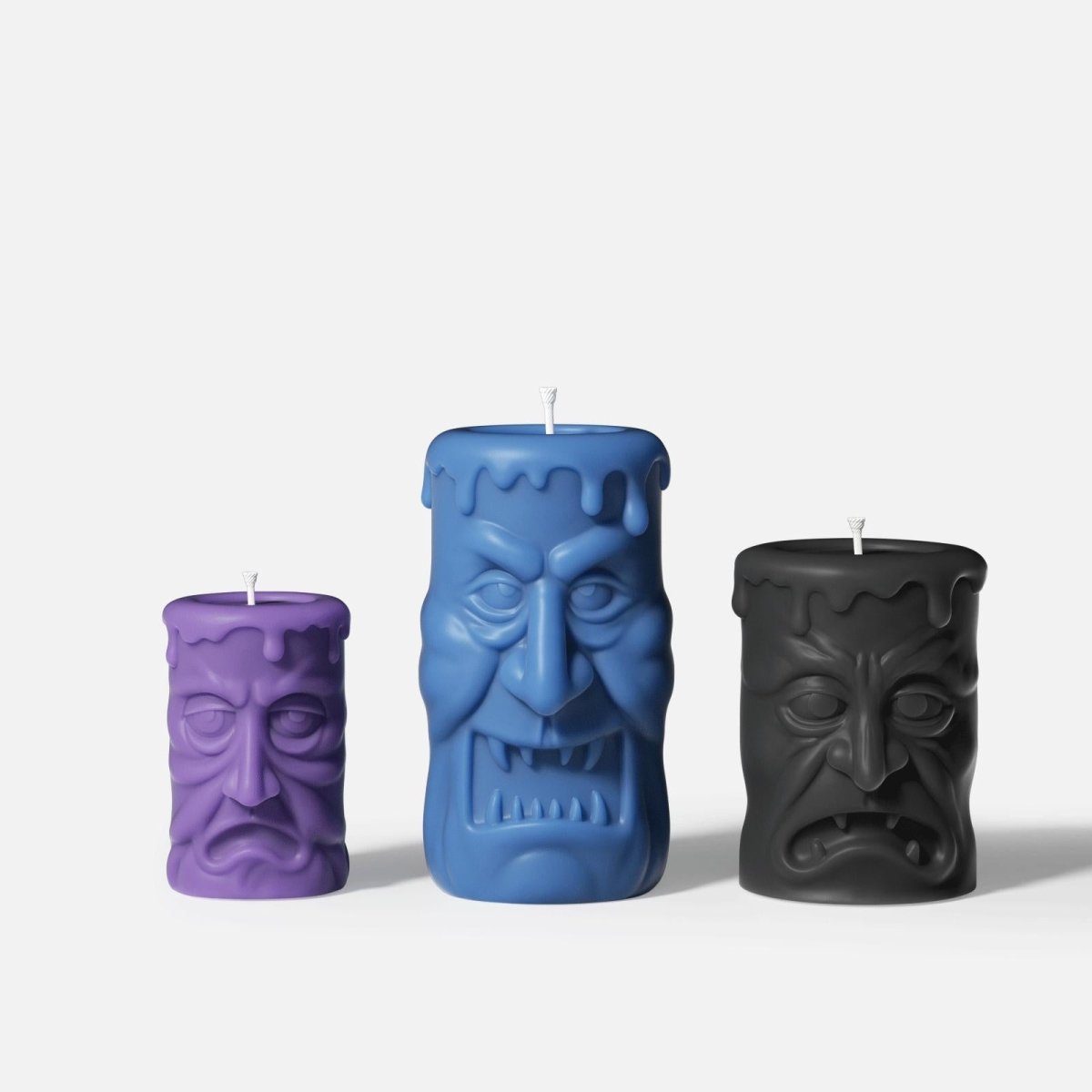 Double - sided Scary Ghost Face Pillar Candle Silicone Mold Collection for Halloween3D Candle MoldLZ0724