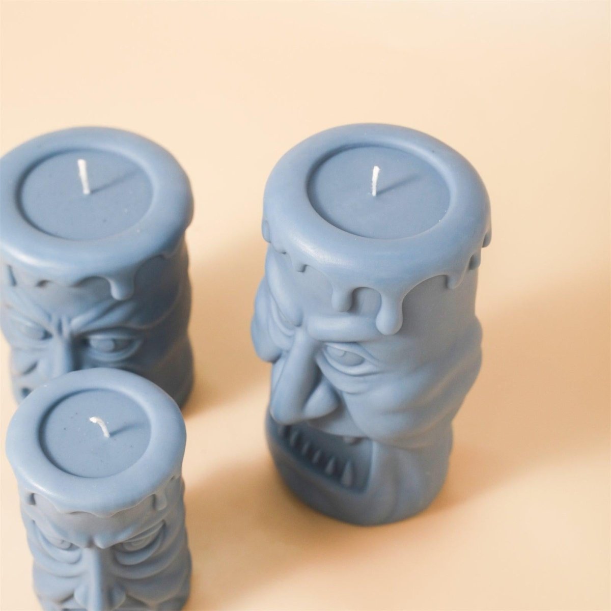 Double - sided Scary Ghost Face Pillar Candle Silicone Mold Collection for Halloween3D Candle MoldLZ0724