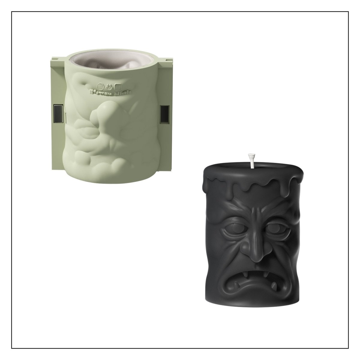 Double - sided Scary Ghost Face Pillar Candle Silicone Mold Collection for Halloween3D Candle MoldLZ0725