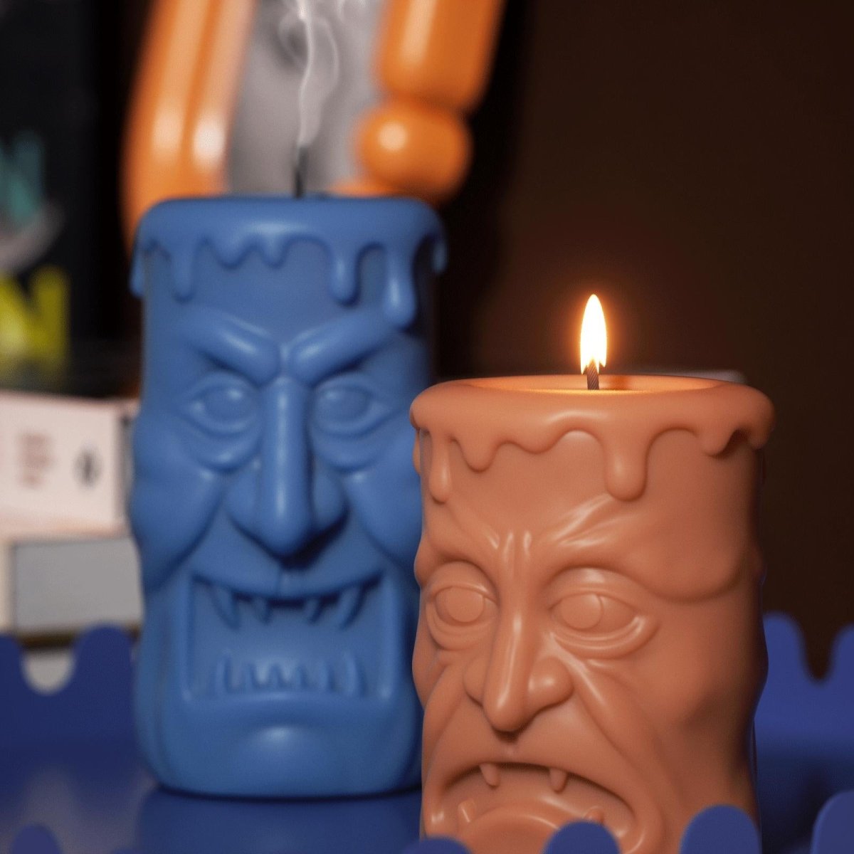 Double - sided Scary Ghost Face Pillar Candle Silicone Mold Collection for Halloween3D Candle MoldLZ0724