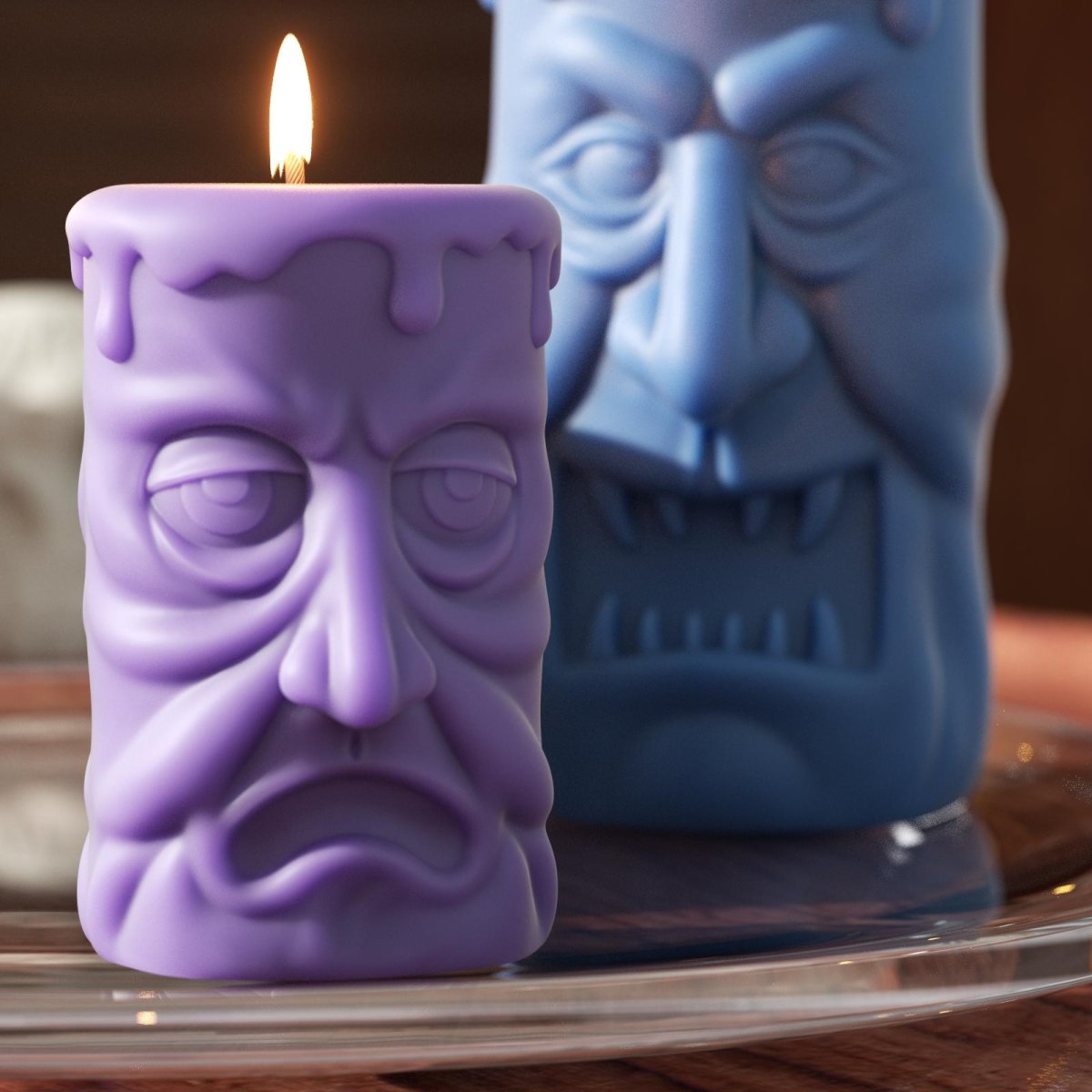 Double - sided Scary Ghost Face Pillar Candle Silicone Mold Collection for Halloween3D Candle MoldLZ0724