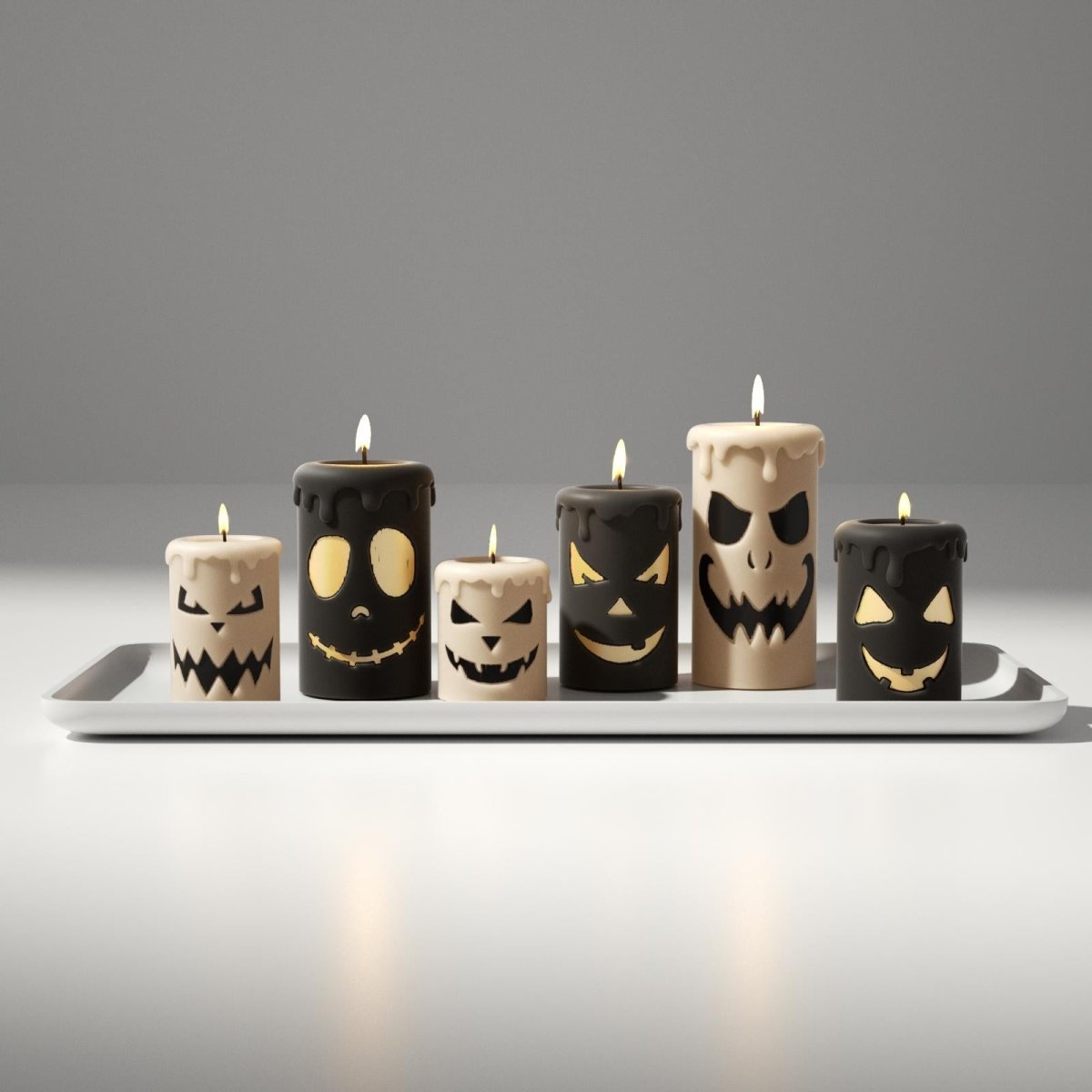 Tall Scary Pumpkin Ghost Face Pillar Candle Silicone Mold for Halloween3D Candle MoldLZ0733