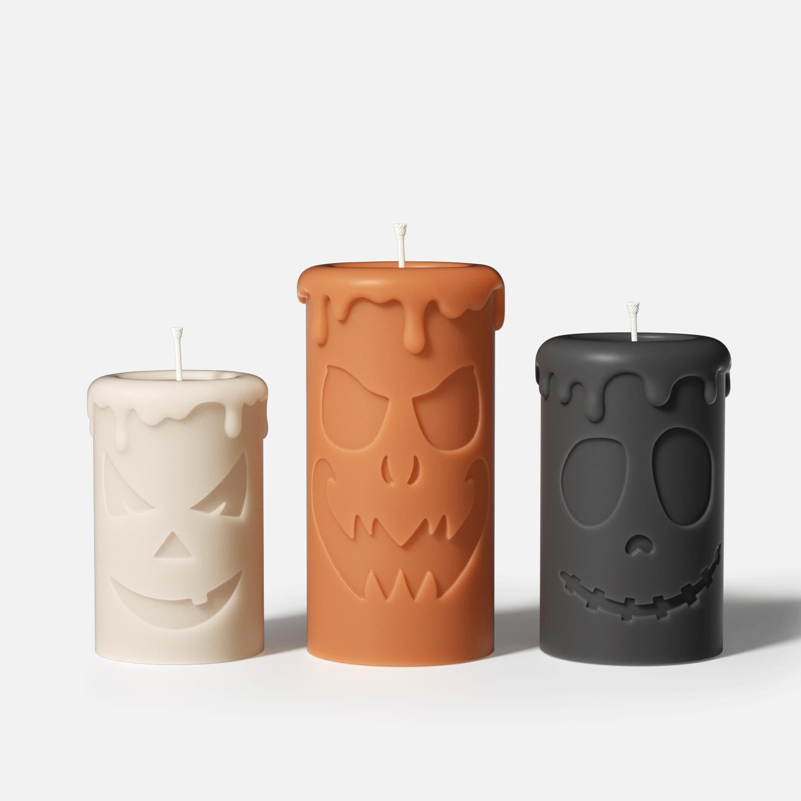 قالب سيليكون لشمعة عمود وجه شبح اليقطين الطويل المخيف لهالوين