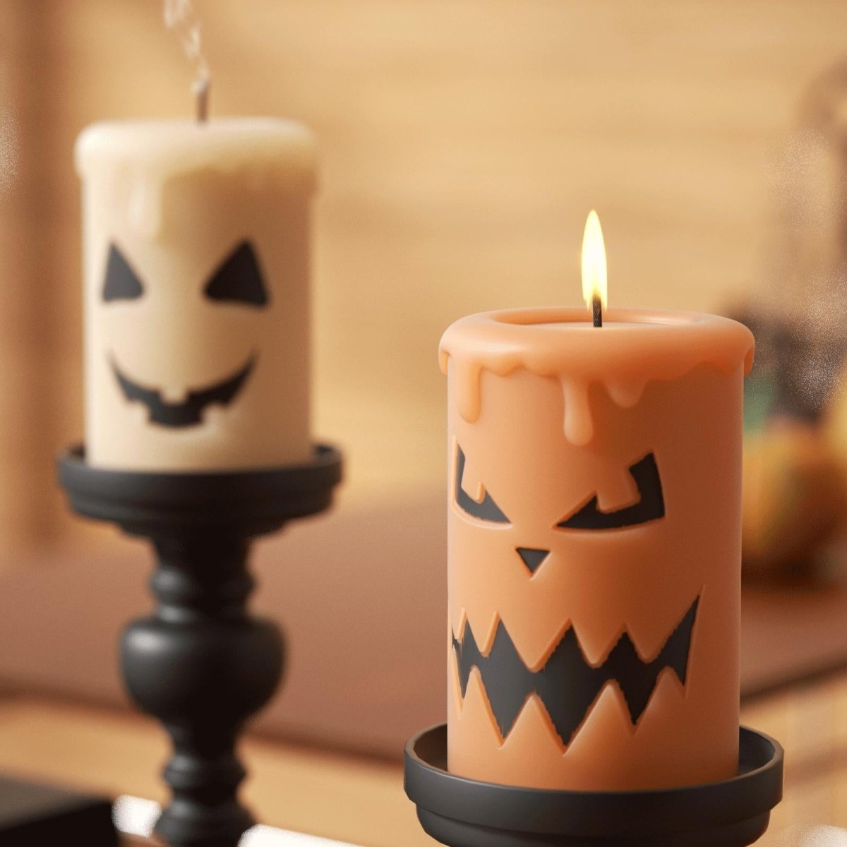 Scary Pumpkin Ghost Face Pillar Candle Silicone Mold Collection for Halloween3D Candle MoldLZ0736