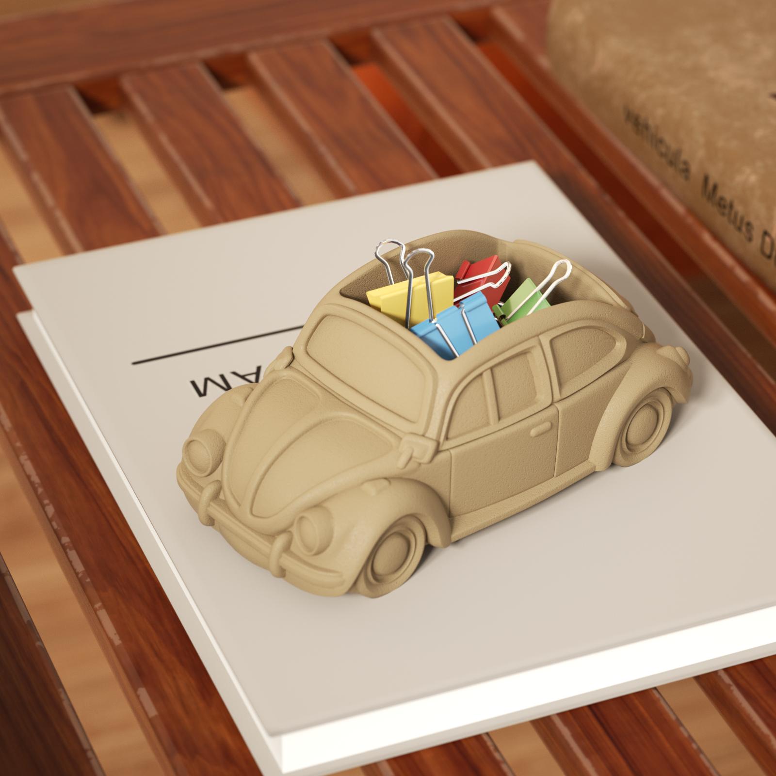 The car-shaped plant pot on the table holds dovetail clips, which expands different usage scenarios.