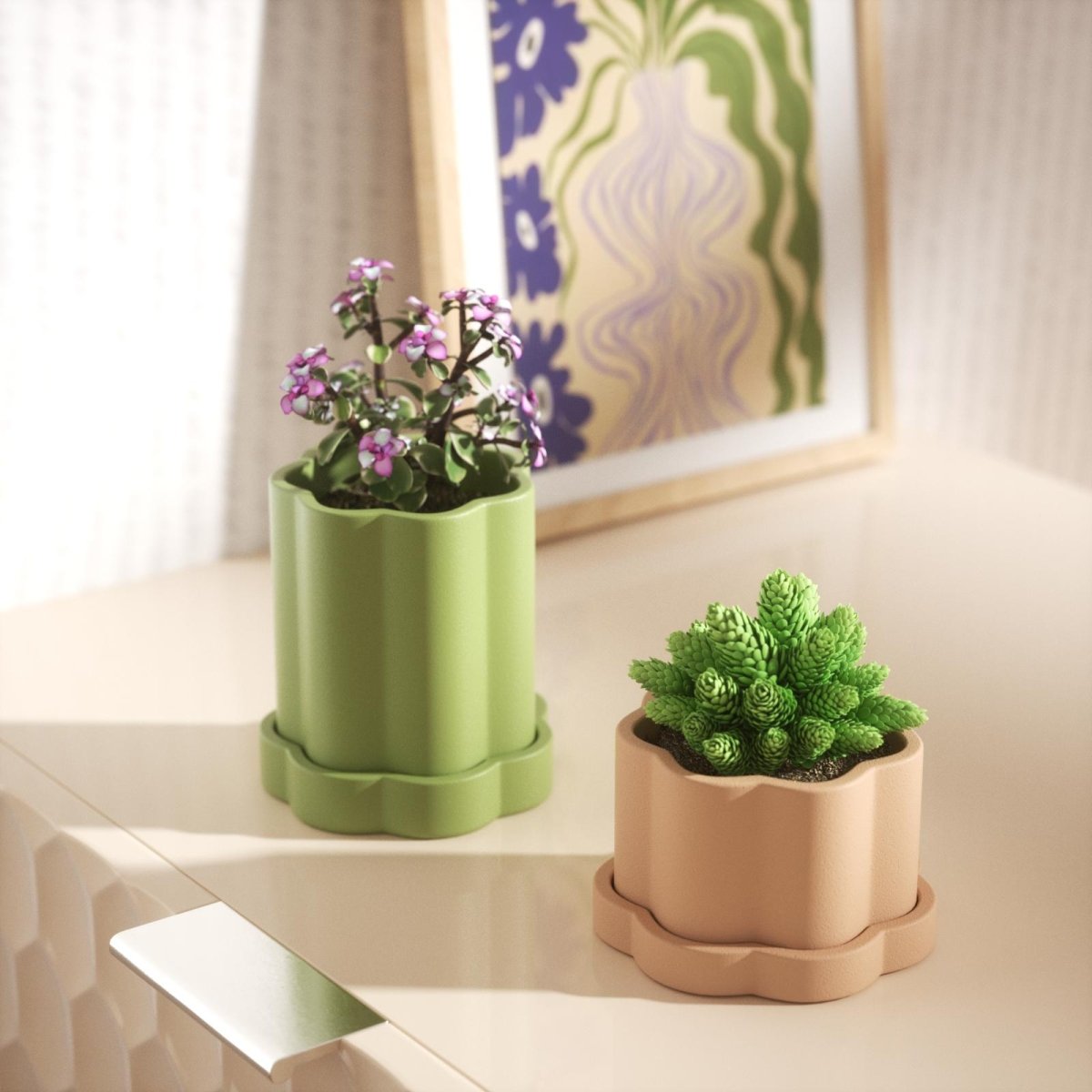 Mini Floral Column Plant Pot Silicone MoldConcrete MoldsSH1085-1-2