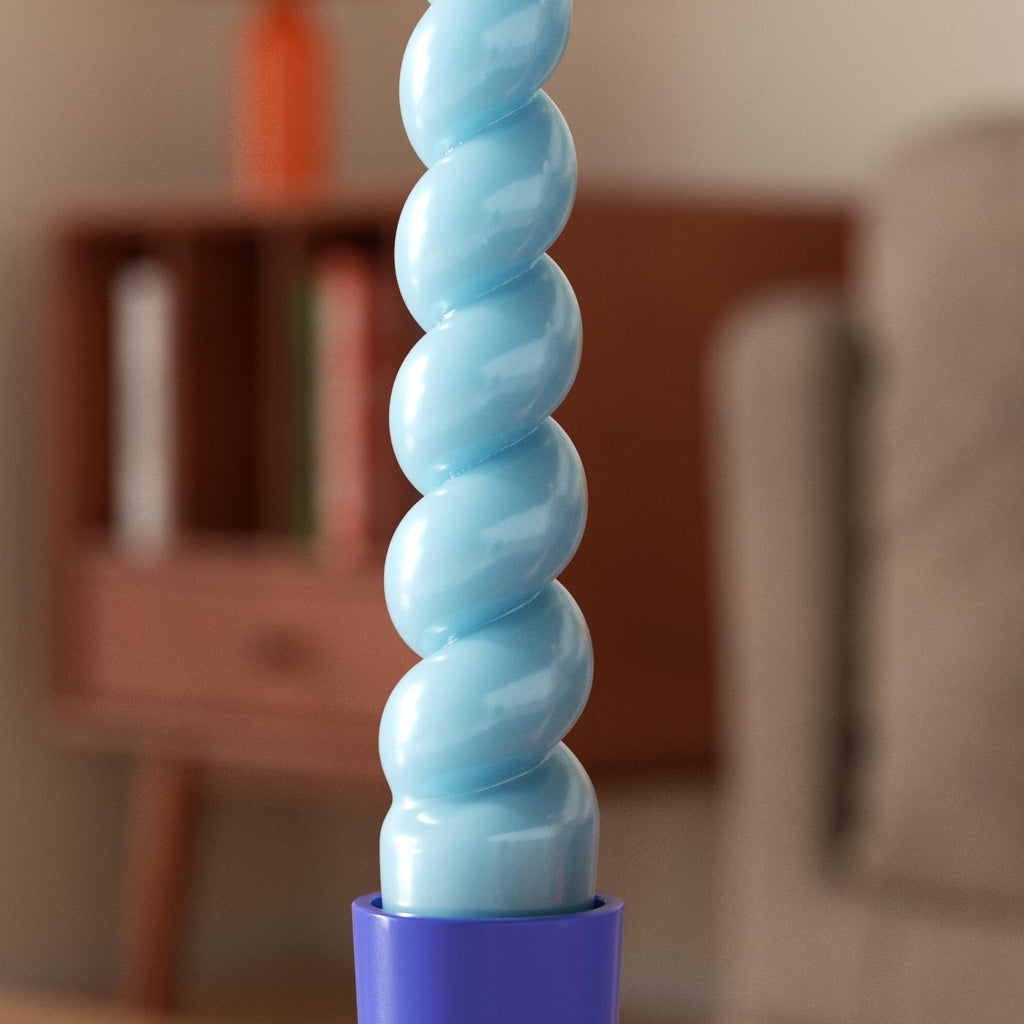 Twisted glossy blue candle rod-Boowan Nicole