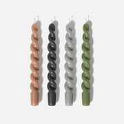 PLAY Spiral Taper Candle - Set of 4 - Clay Brown & Midnight Ebony Black & Pebble Grey & Moss GreenCandleC0288-[7]