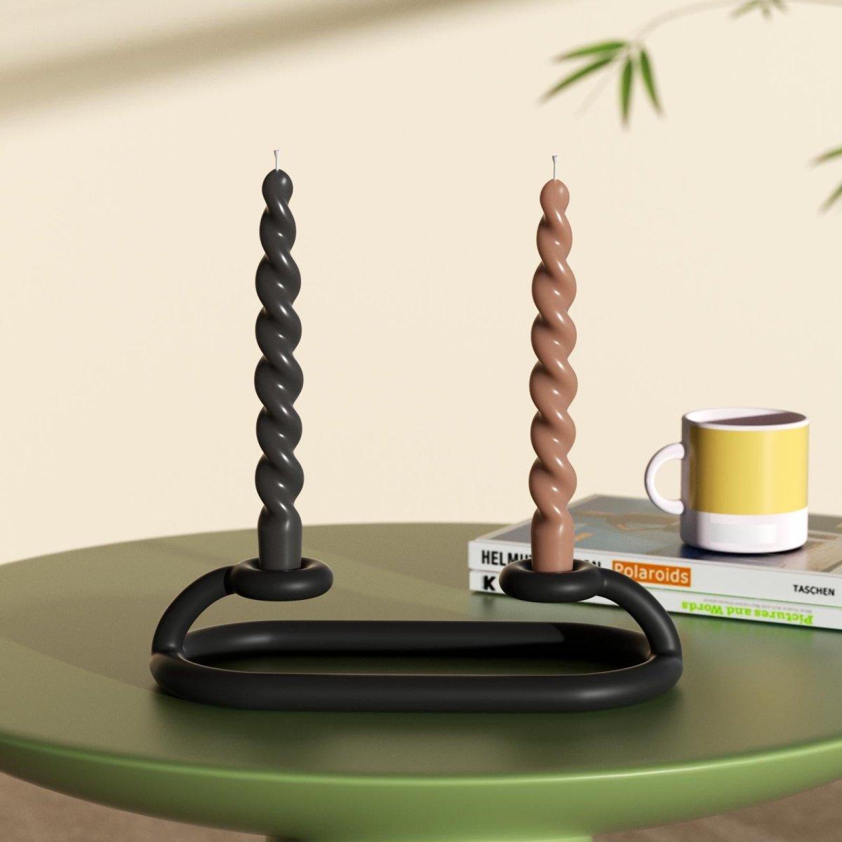 PLAY Spiral Taper Candle - Set of 4 - Clay Brown & Midnight Ebony Black & Pebble Grey & Moss GreenCandleC0288-[7]