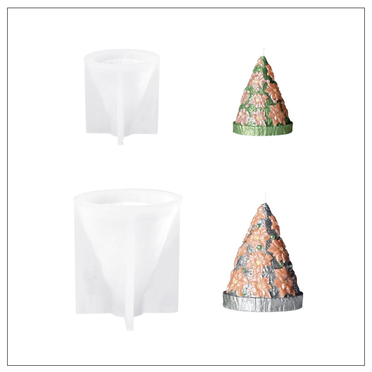 Buy Small & Large Poinsettia Christmas Tree Candle Silicone Mold - Boowan Nicole