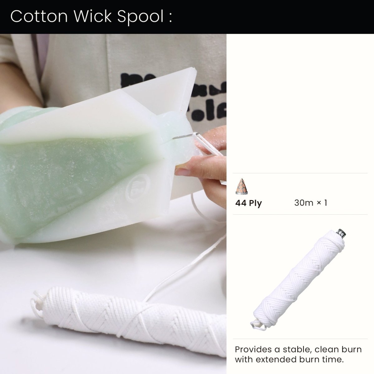 Buy 44 Ply Cotton Wick for Large Candle Mold - Boowan Nicole