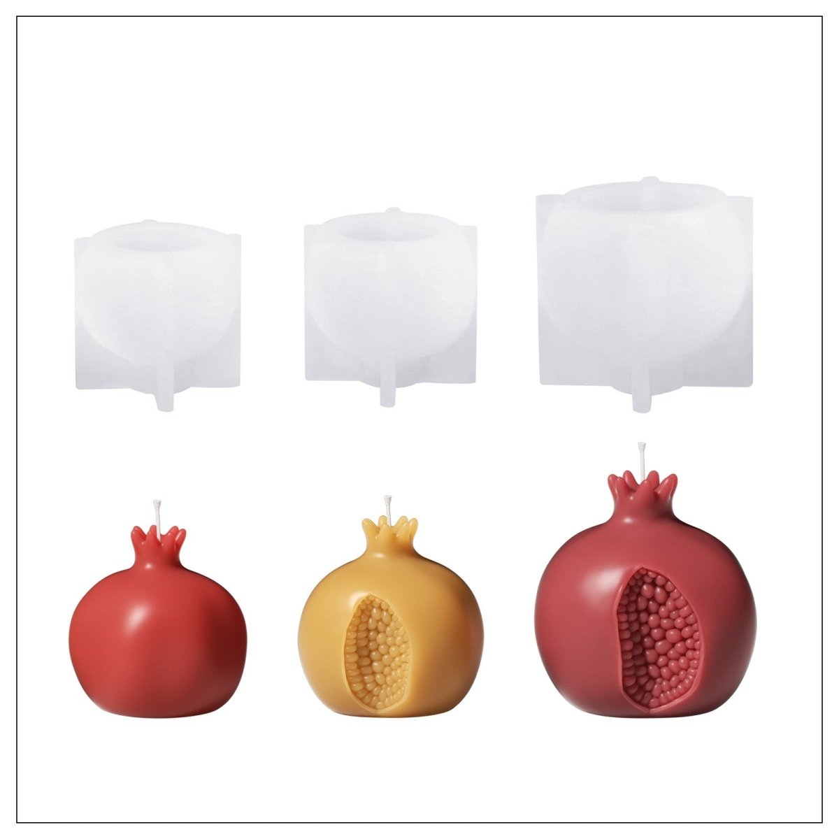 Buy Small Seed Whisper & Pure Bloom & Large Heart of Garnet Pomegranate Candle Silicone Molds