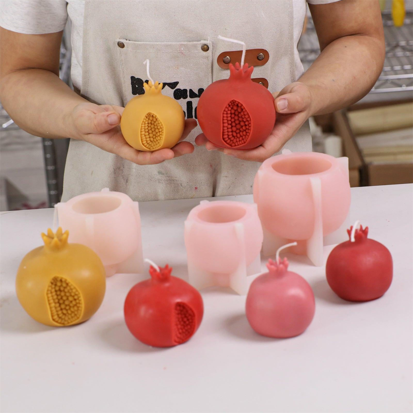 Pomegranate candles with silicone molds—showcasing vibrant colors and clean unmolding - Boowan Nicole