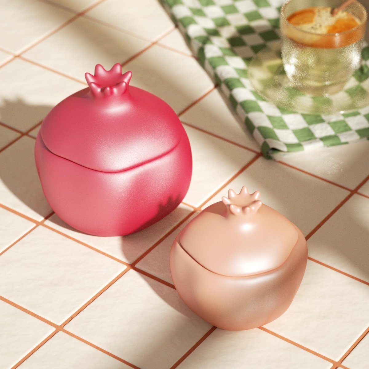 Pomegranate Treasure Candle Jar Silicone Mold & Refill Silicone MoldCandle Jar MoldSH1191-1-2