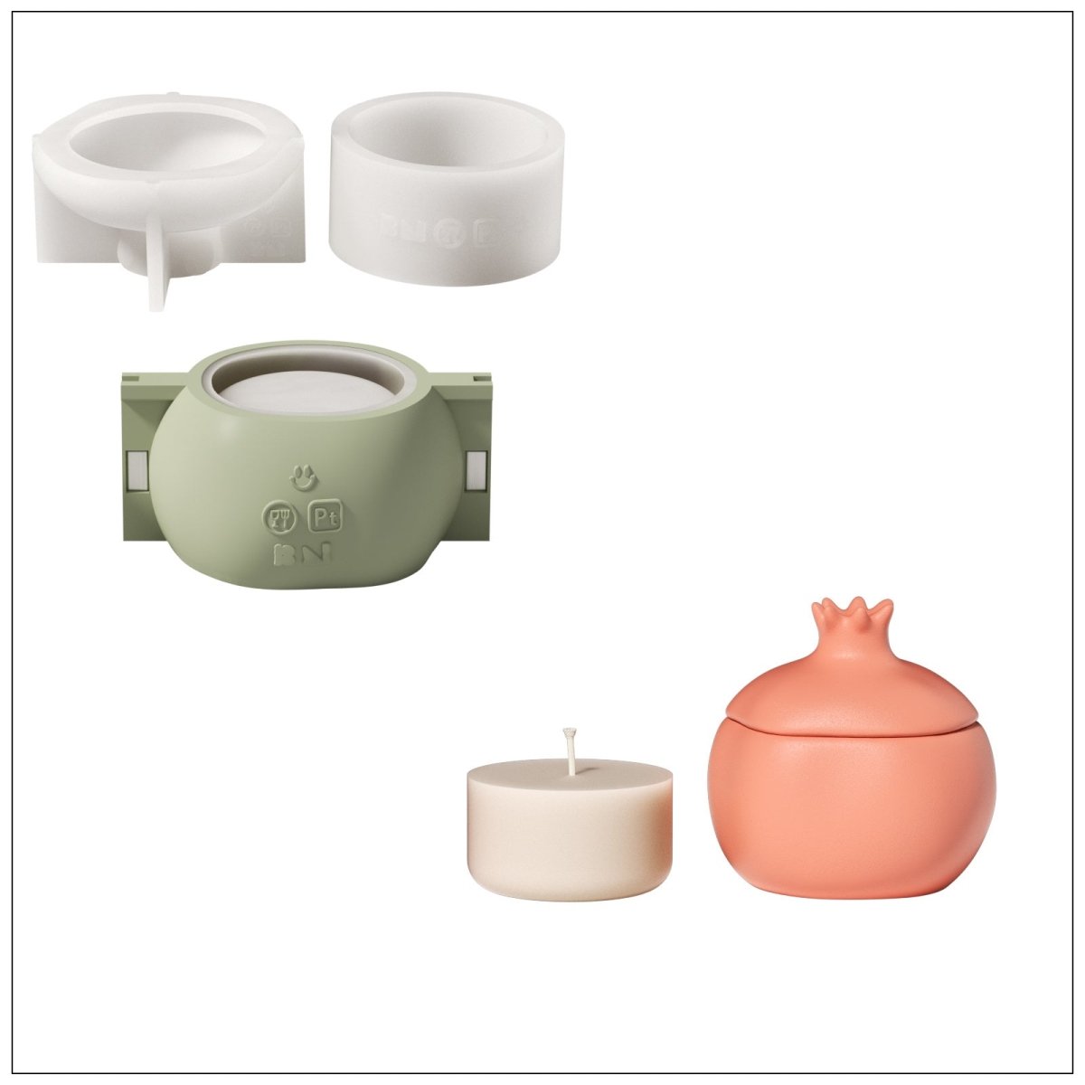 Pomegranate Treasure Candle Jar Silicone Mold & Refill Silicone MoldCandle Jar MoldSH1192-1-2+LZ0833