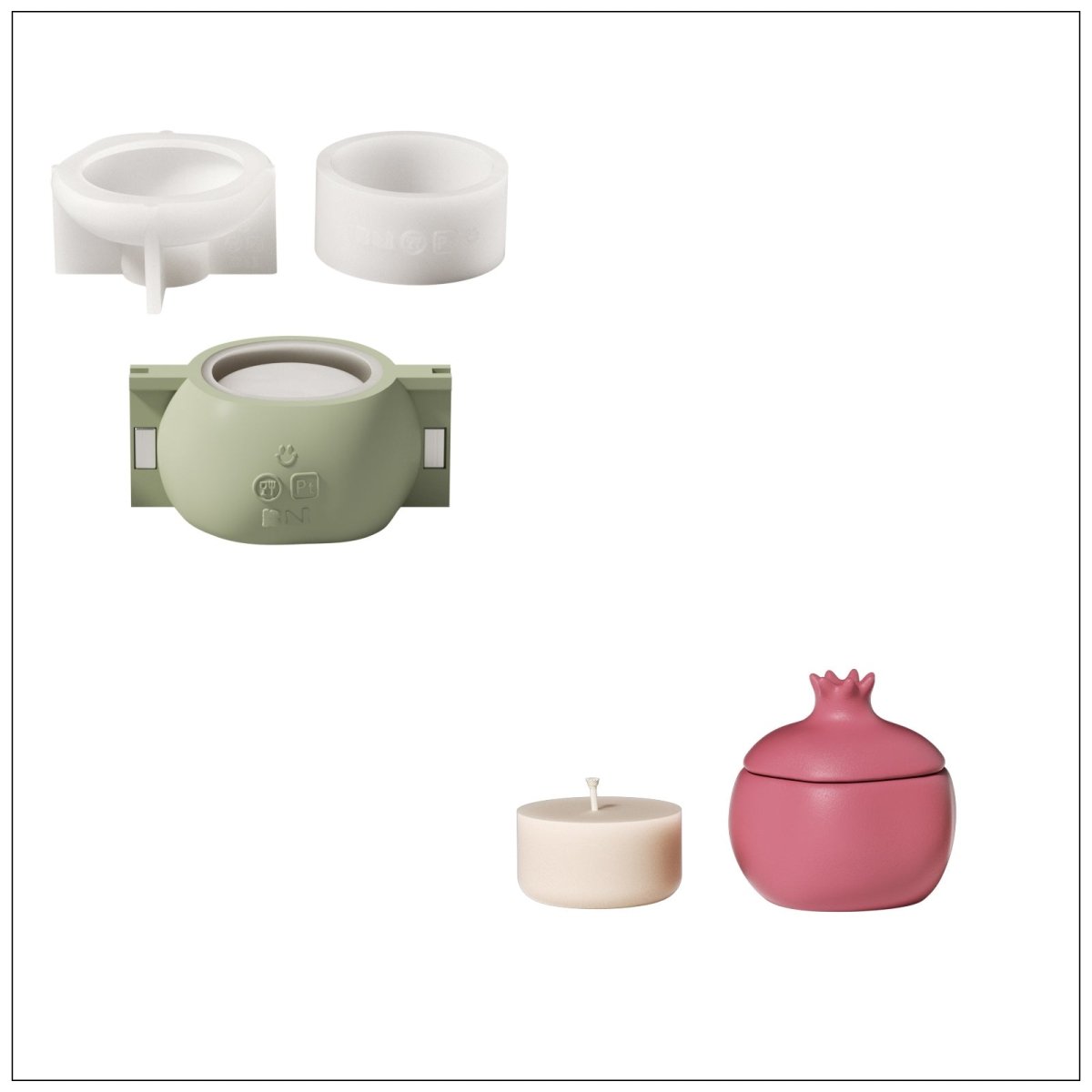 Pomegranate Treasure Candle Jar Silicone Mold & Refill Silicone MoldCandle Jar MoldSH1191-1-2+LZ0834