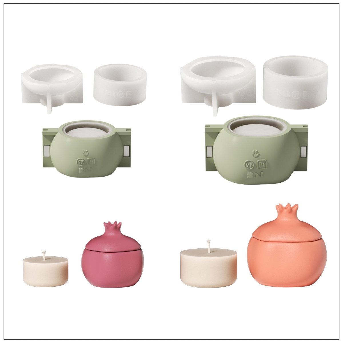 Pomegranate Treasure Candle Jar Silicone Mold & Refill Silicone MoldCandle Jar MoldSH1191-1-2+SH1192-1-2+LZ0833-0834