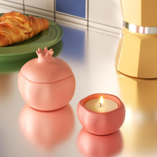 Pomegranate-shaped candle jar with a removable lid, featuring a refillable candle, perfect for home decor and gifting-Boowan Nicole