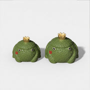 Frog Prince Candle Jar Set - Whimsical Toad-Shaped Containers with Gold Crown Lid - Boowan Nicole