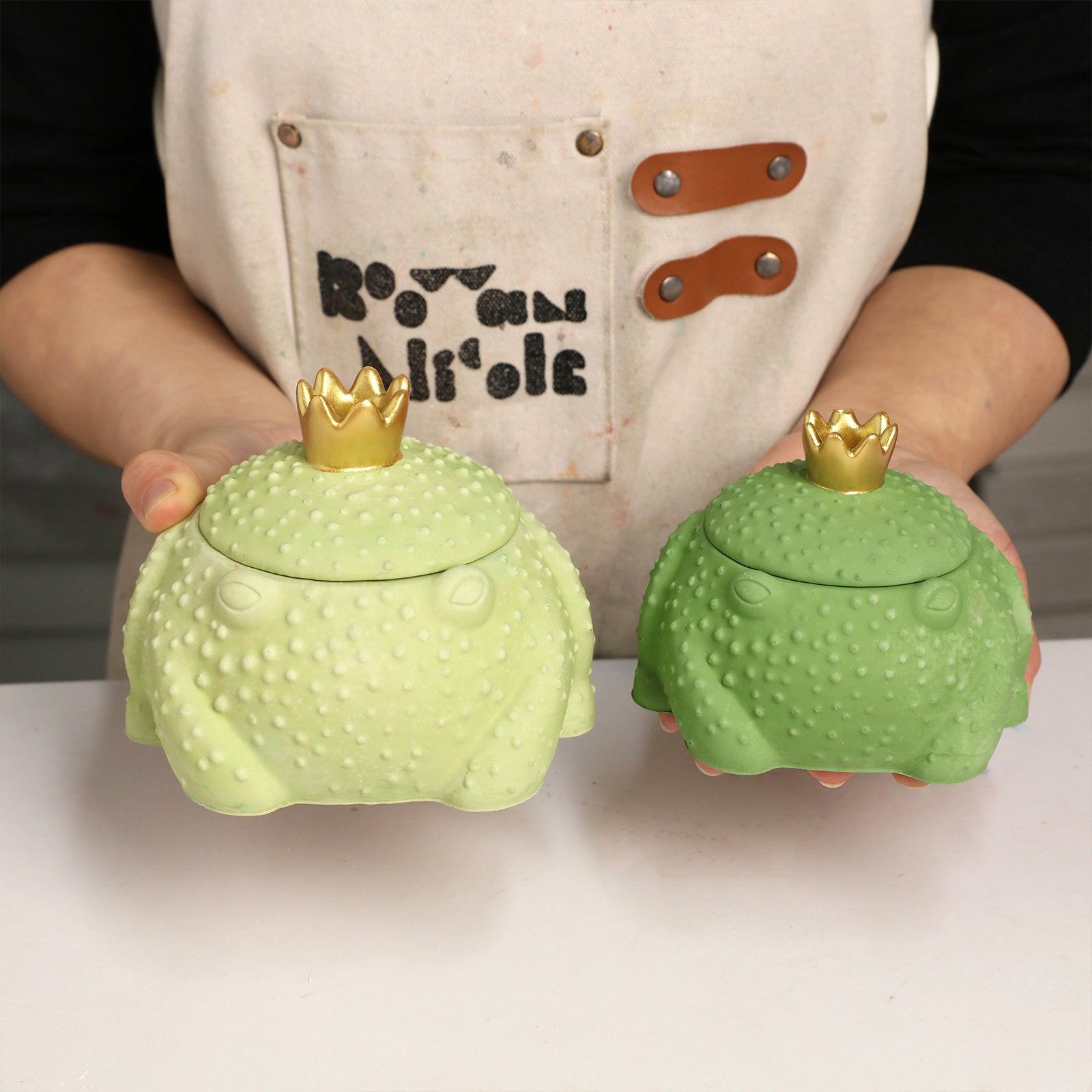  Frog Prince Candle Jars in Two Sizes - Whimsical Toad Containers with Gold Crown Lids - Boowan Nicole