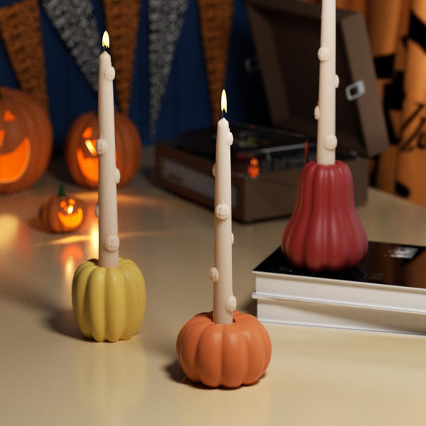 Handmade Halloween Pumpkin Candles Holder in Three Unique Shapes – Decorative Festive Candles for Autumn Home Decor - Boowan Nicole