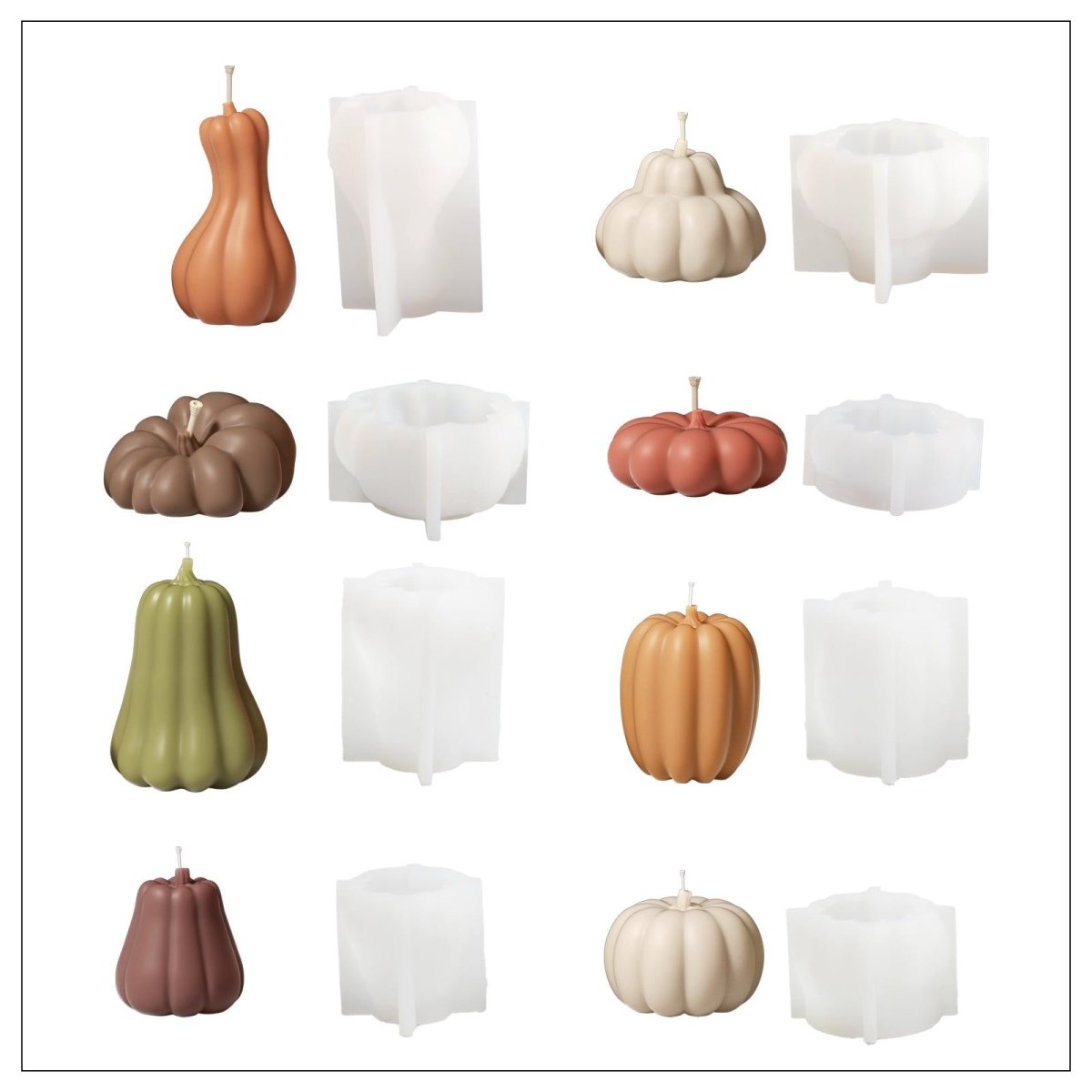 The Pumpkin Parade Candle Silicone Mold Collection3D Candle MoldLZ0803-04-05-06-07+LZ0829-30-31