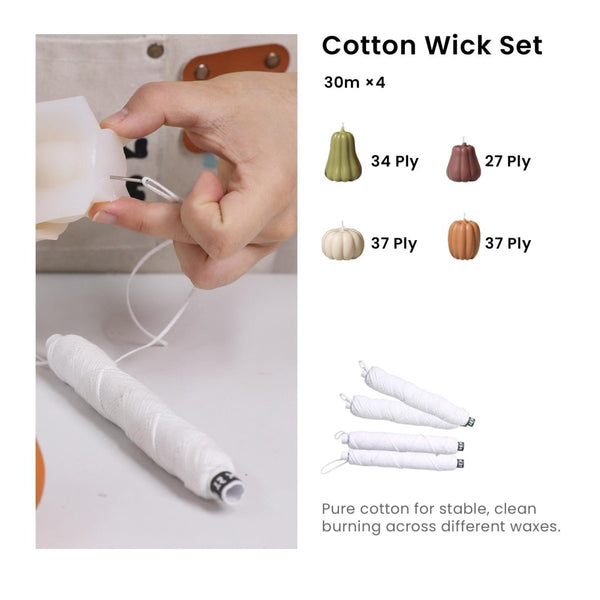 27 & 34 & 37 Cotton Wick - for Pearkin & Squashkin & Tallokin & Roundkin