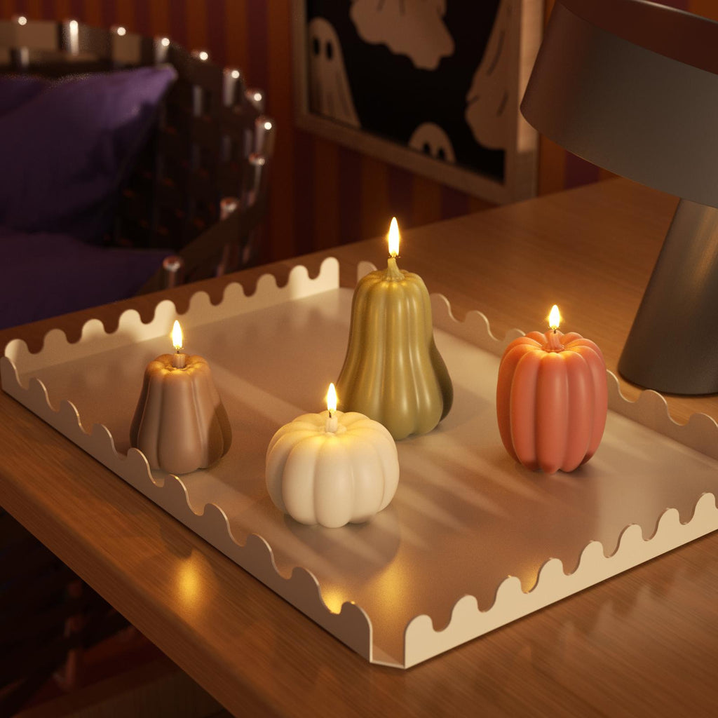 Handmade Halloween Pumpkin Candles in Four Unique Shapes – Decorative Festive Candles for Autumn Home Decor - Boowan Nicole