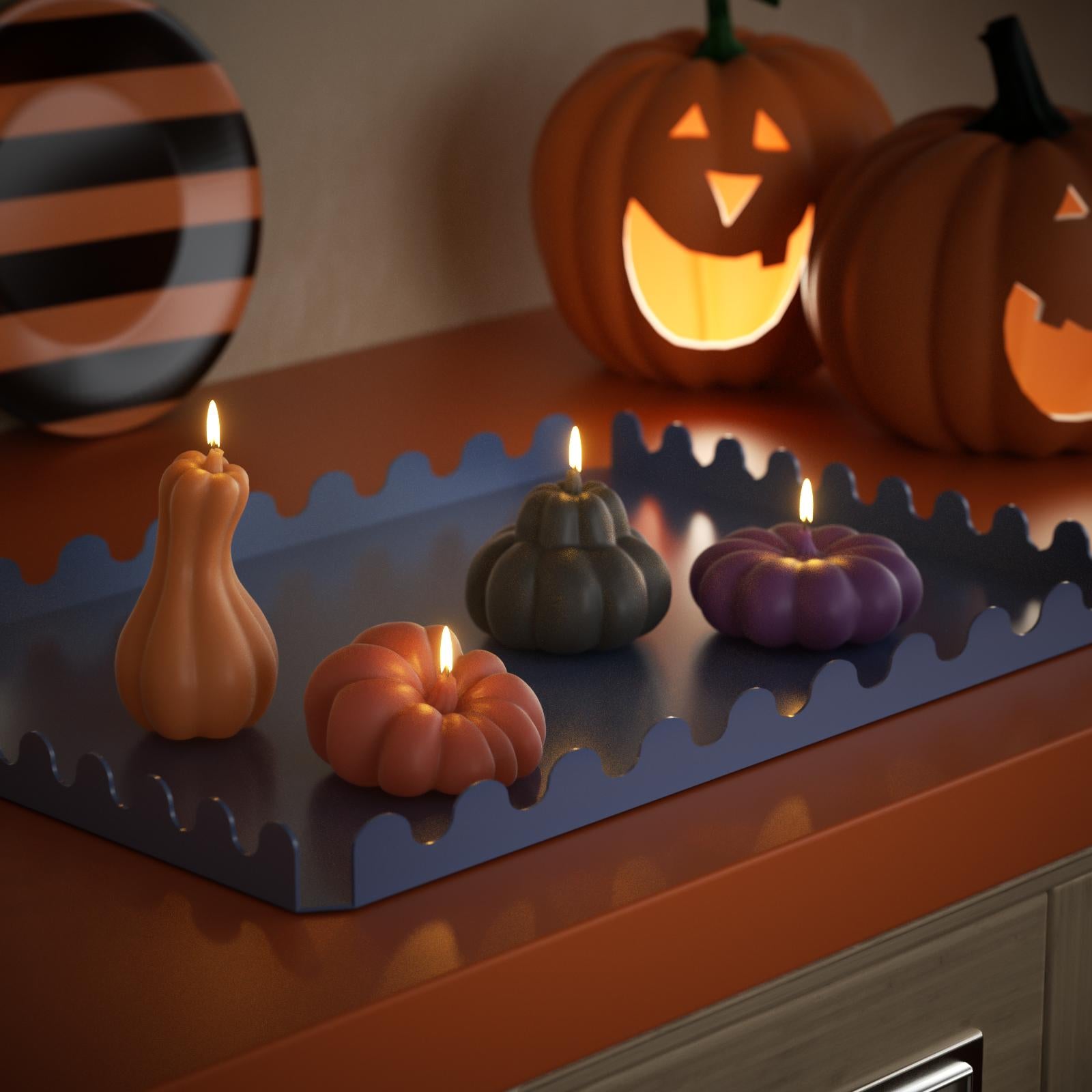 Handmade Halloween Pumpkin Candles in Four Unique Shapes – Decorative Festive Candles for Autumn Home Decor - Boowan Nicole