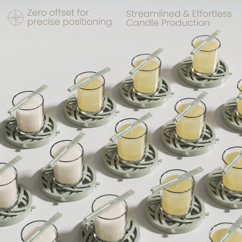 Batch setup of magnetic candle wick centering tools for precise and efficient candle production - Boowan Nicole
