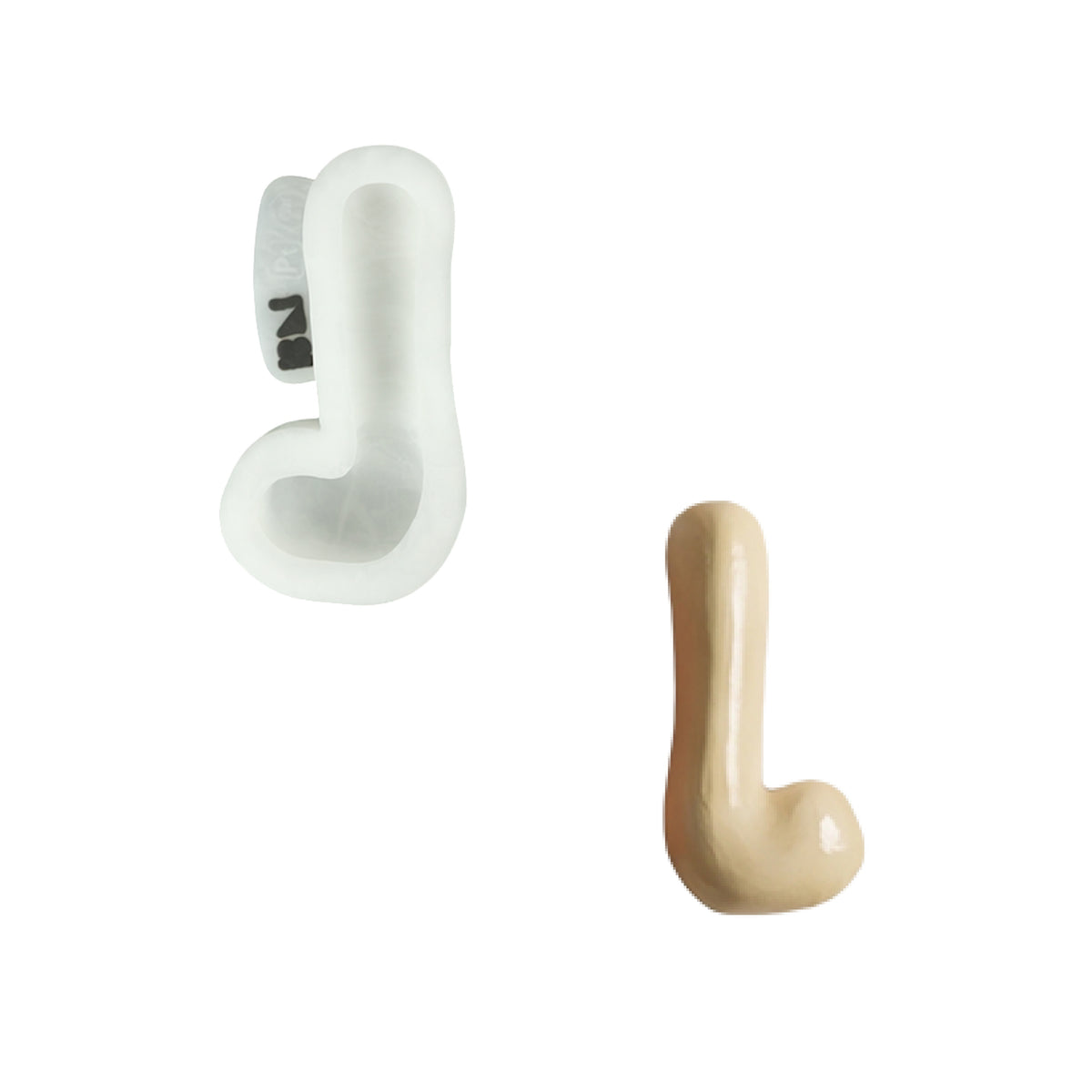 Lowercase letter l shape and its white silicone mold