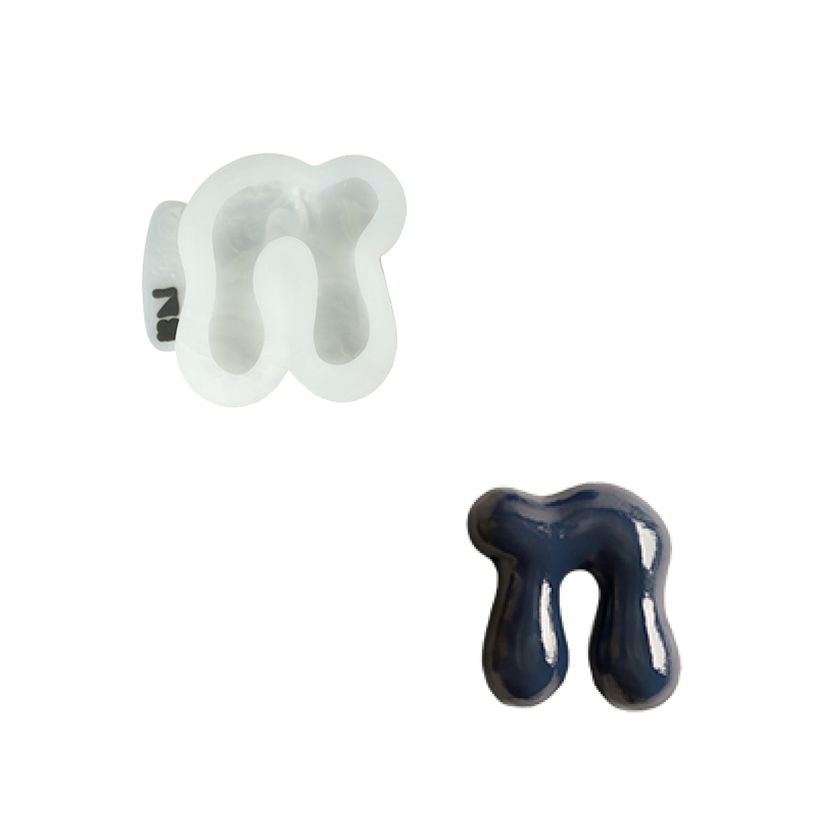 Lowercase letter n shape and its white silicone mold