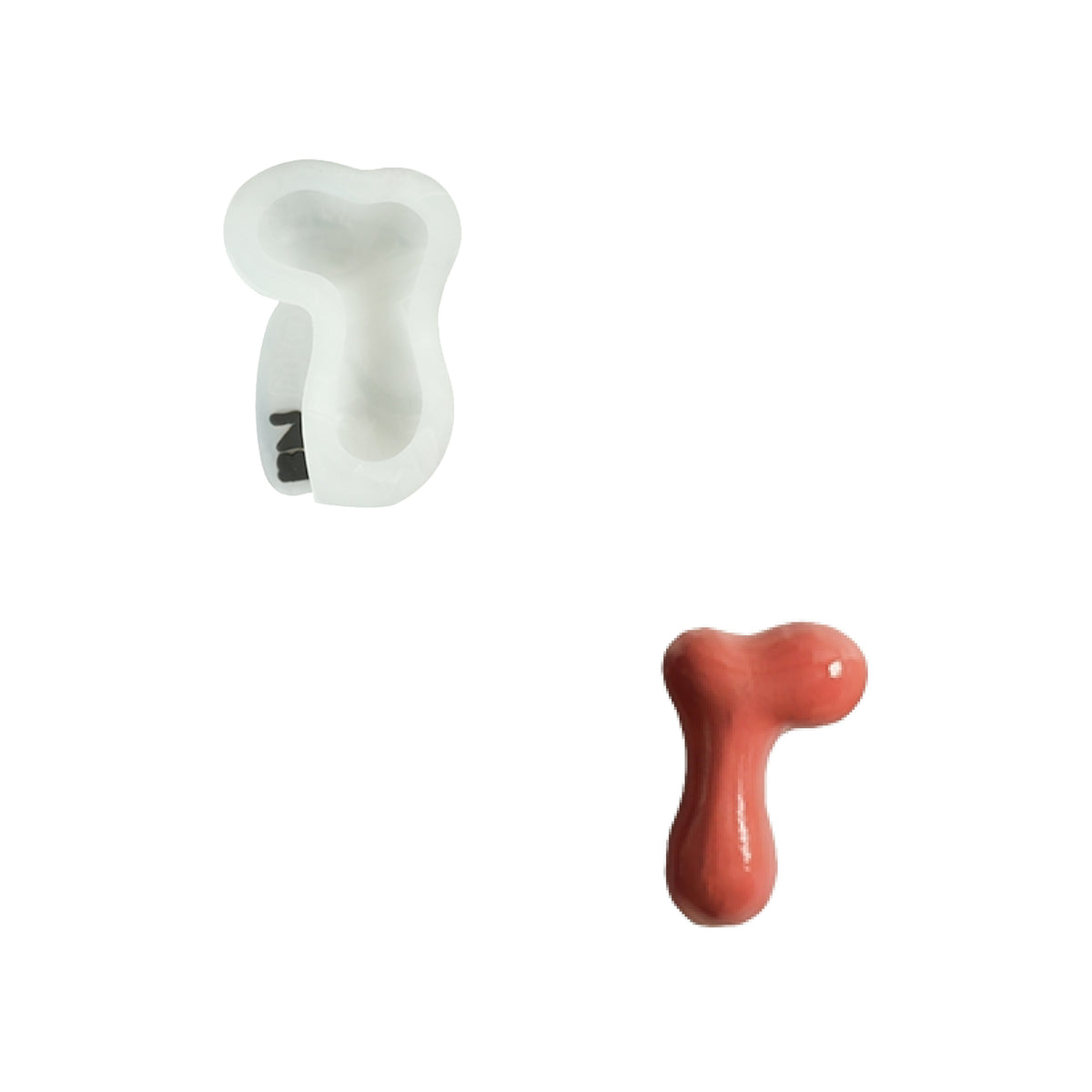 Lowercase letter r shape and its white silicone mold