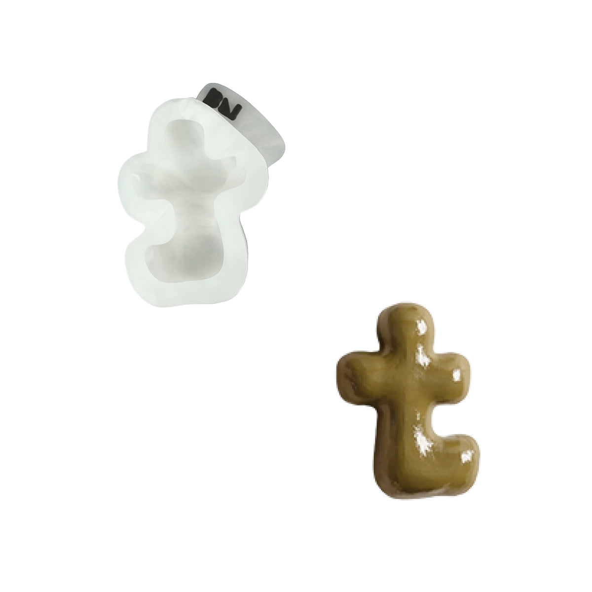 Lowercase letter t shape and its white silicone mold