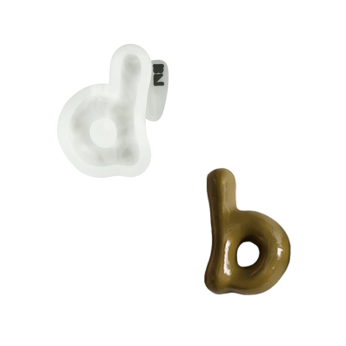 Lowercase letter b shape and its white silicone mold