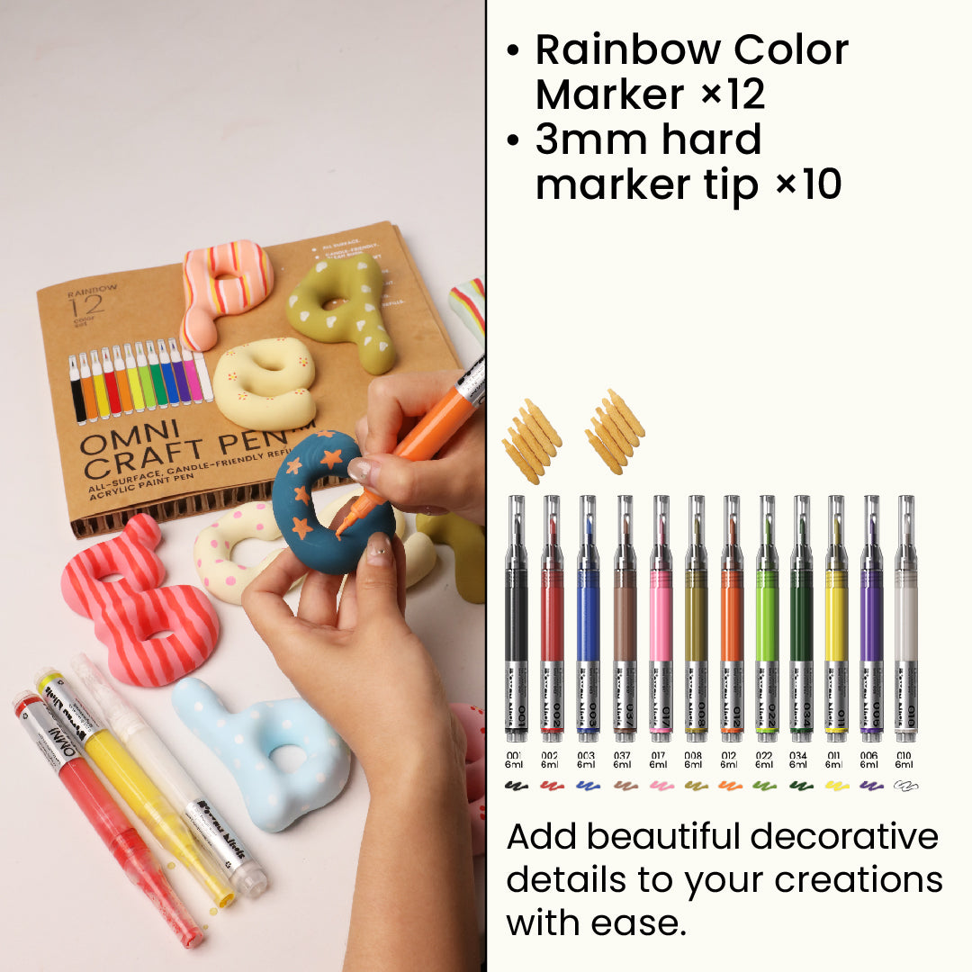 Acrylic Marker Set – 12 Rainbow Colors