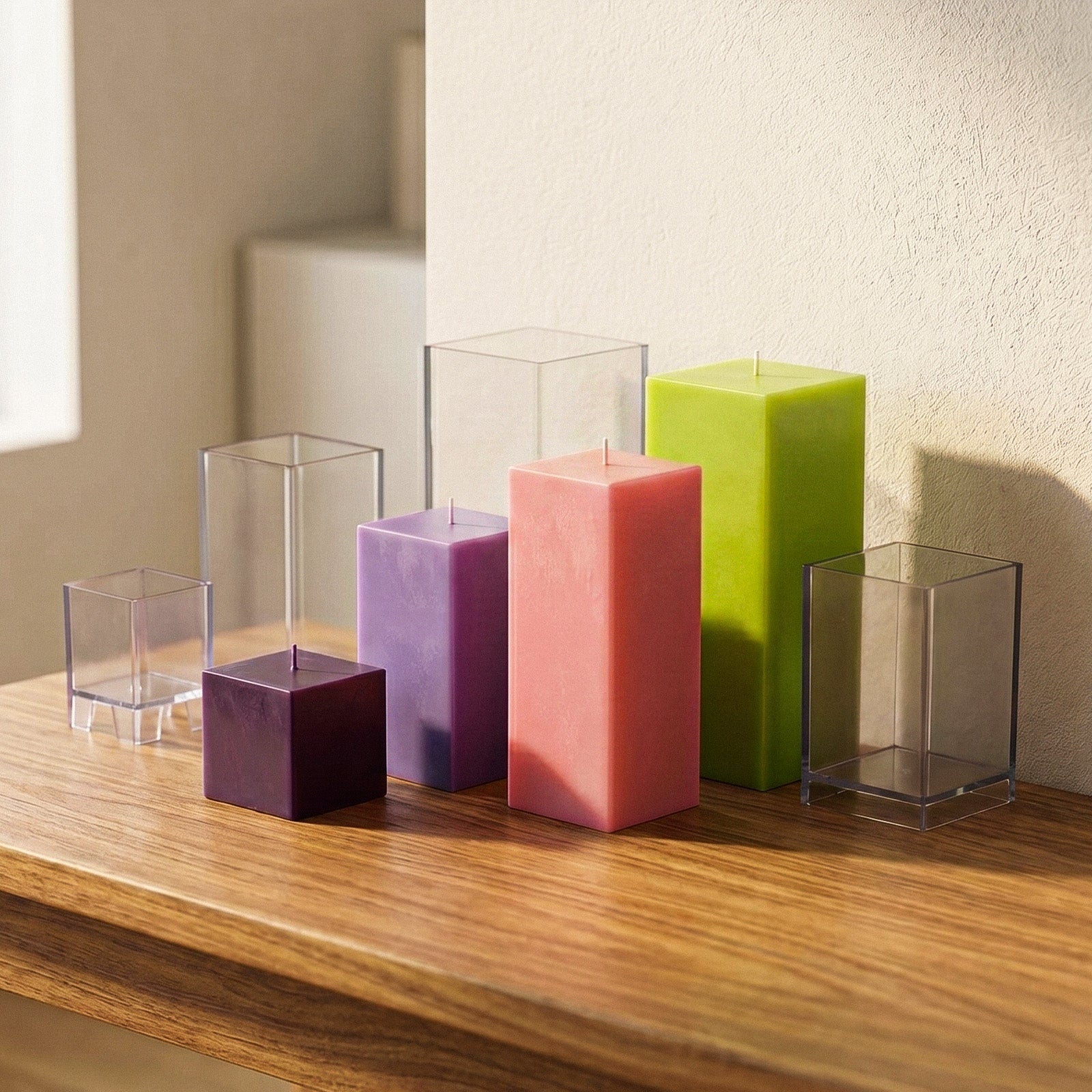 Geometric Candle Molds & Finished Candles Set - Complete Crafting Supplies - Boowan Nicole