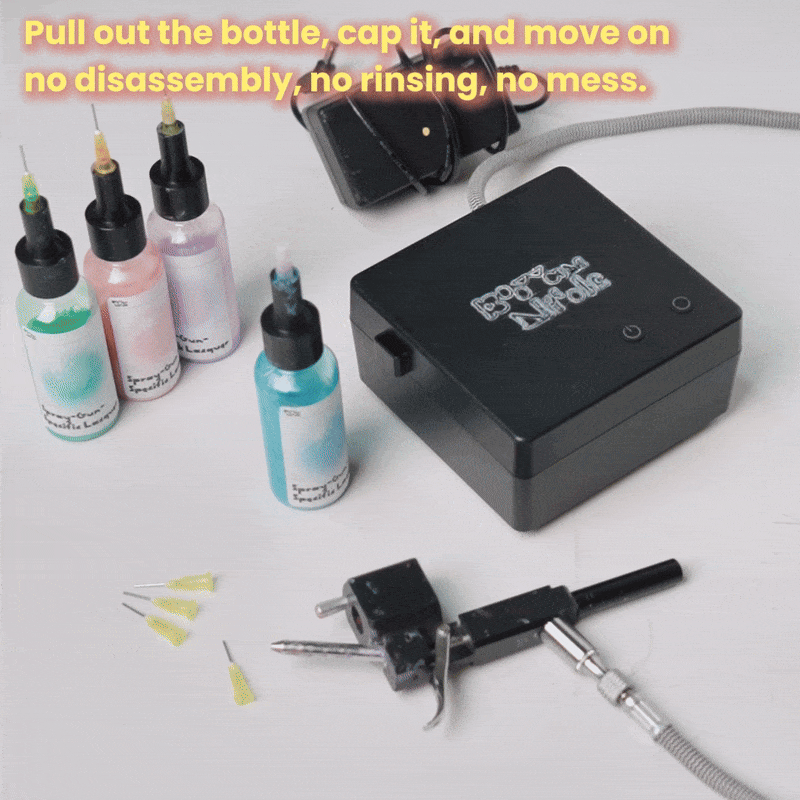 Video demonstration of installing paint bottles onto an airbrush gun -Boowan Nicole