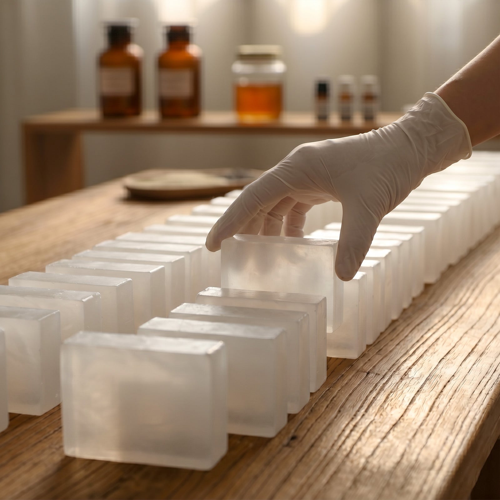 Arranging Finished Rice Essential Soap Bars - Boowan Nicole